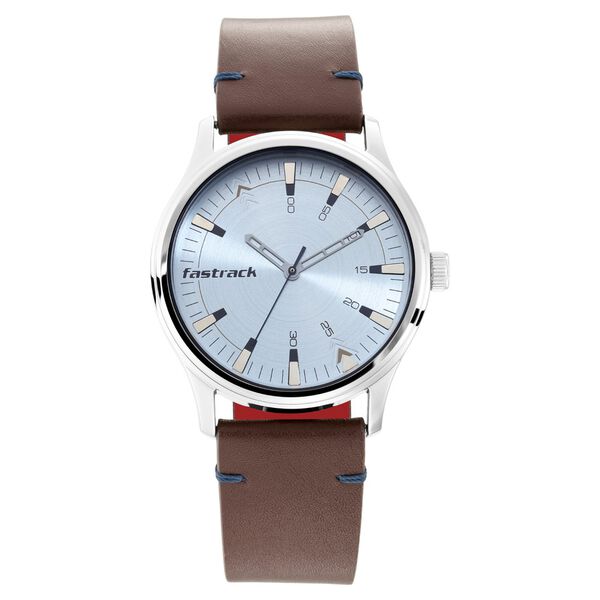 Fastrack I Love Me Quartz Analog Blue Dial Leather Strap Watch for Guys - image number 1