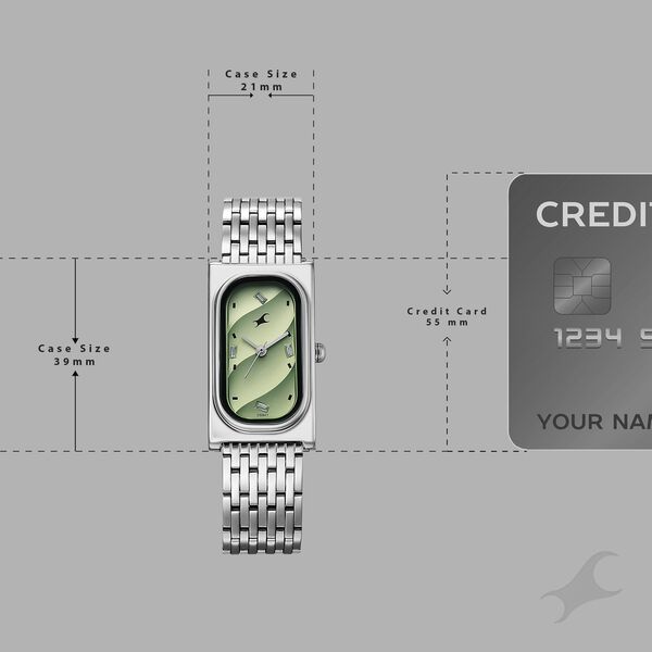 Fastrack Gelato silver analog bracelet watch with Matcha Green dial for Girls - image number 3