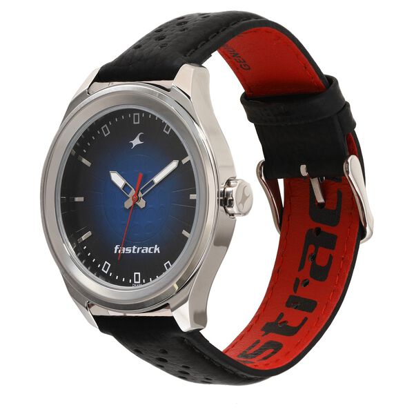 Fastrack Sunburn Quartz Analog Blue Dial Leather Strap Watch for Guys - image number 2