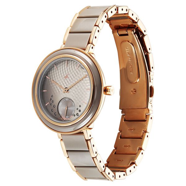 Fastrack Oceanyx - Ceramic Quartz Analog Grey Dial Two Toned Strap Watch For Girls - image number 2