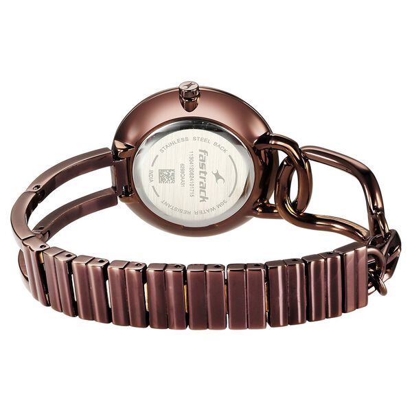 Fastrack Opulence Quartz Analog Black Dial Brown Metal Strap Watch For Girls - image number 4