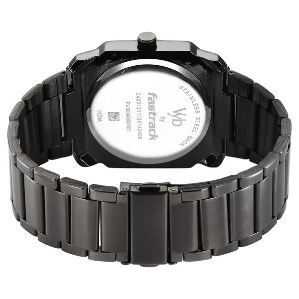 Vyb Challenger By Fastrack Quartz Analog Blue Dial Grey Stainless Steel Strap Watch For Guys - image number 5