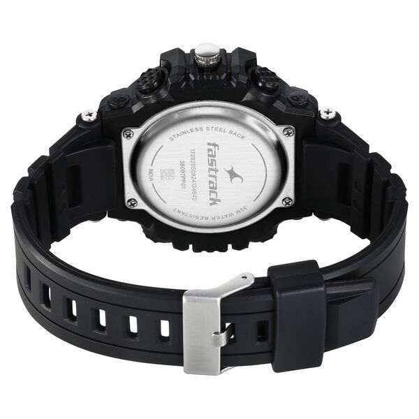 Fastrack StreetStyle Quartz Digital Black And Blue Dial Black PU Strap Unisex Watch - image number 4