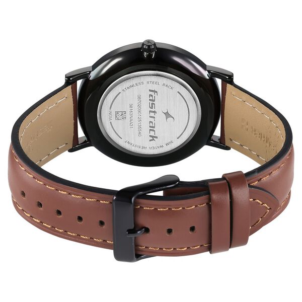 Fastrack Stunners X Quartz Analog Green Dial Leather Strap Watch For Guys - image number 4