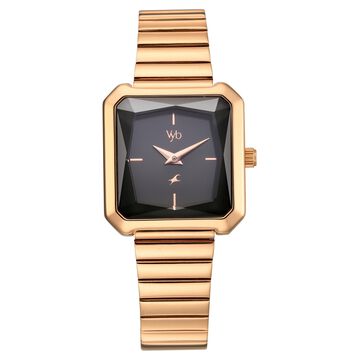 Vyb Flare By Fastrack Quartz Analog Grey Dial Rose Gold Stainless Steel Strap Watch For Girls