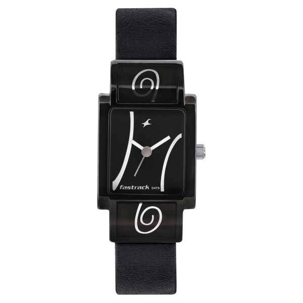 Fastrack Quartz Analog Black Dial Leather Strap Watch for Girls - image number 0