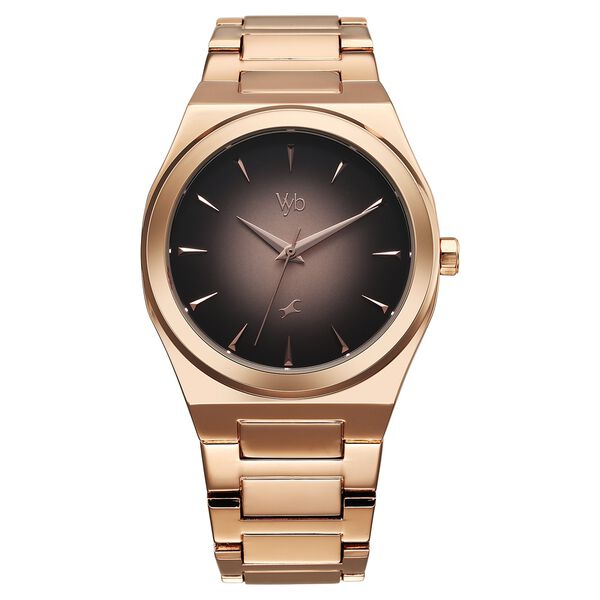 Vyb Quest By Fastrack Quartz Analog Black Gradient Dial Metal Strap Watch For Guys - image number 2