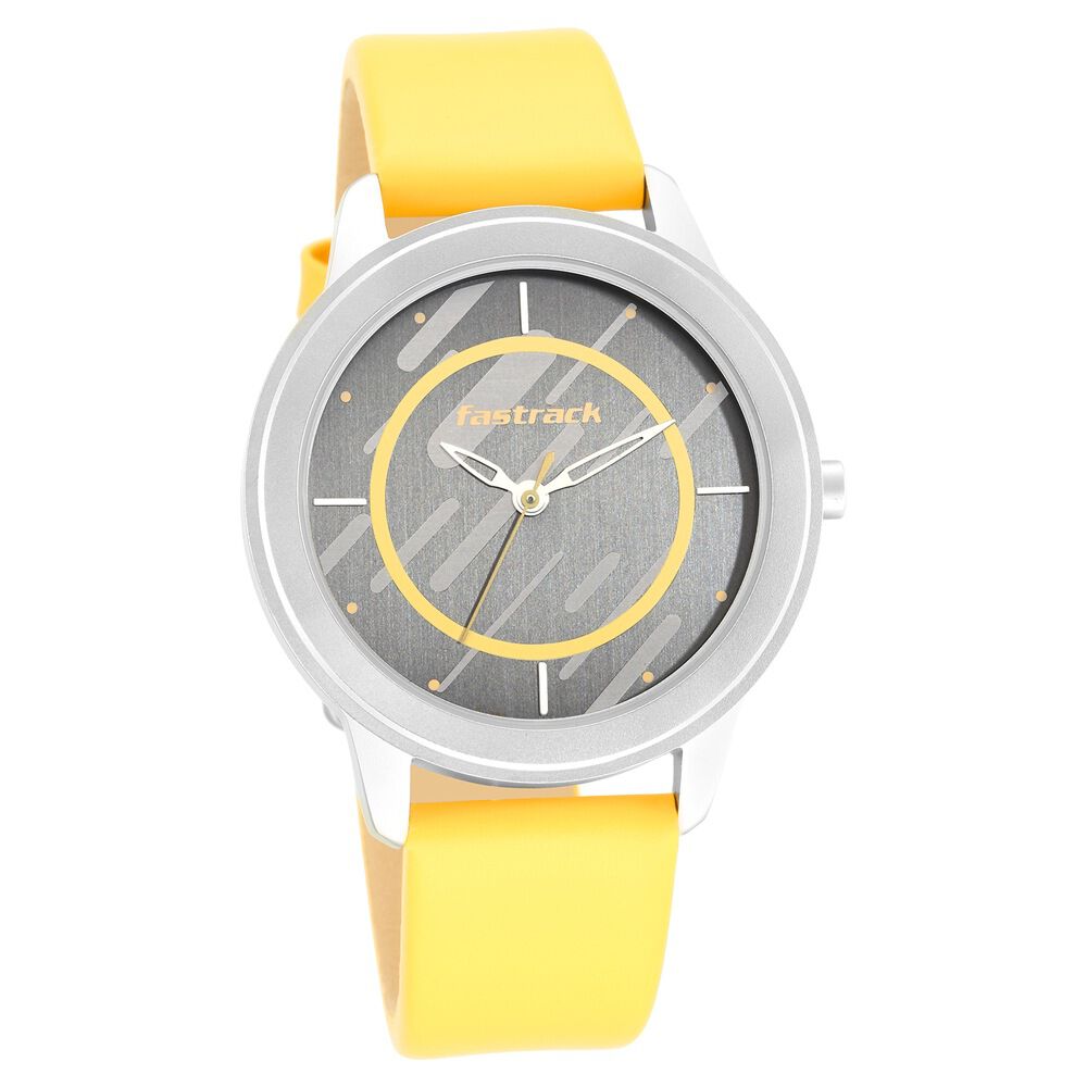 Fastrack Wear Your Look Quartz Analog Grey Dial Leather Strap Watch for Girls