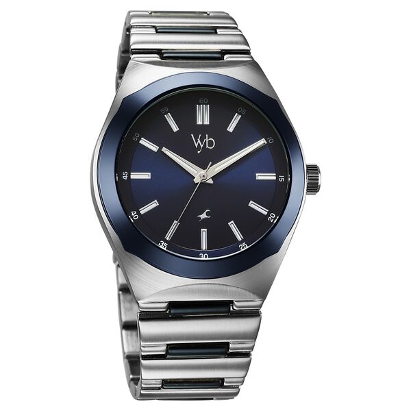 Vyb Arcane By Fastrack Quartz Analog Blue Dial Metal Strap Watch For Guys - image number 1