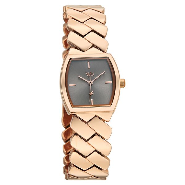 Vyb Showstopper By Fastrack Quartz Analog Grey Dial Rose Gold Metal Strap Watch For Girls - image number 1
