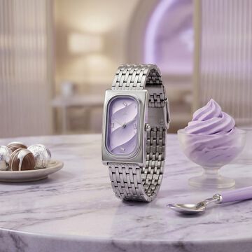 Fastrack Gelato silver analog bracelet watch with Black currant dial for Girls