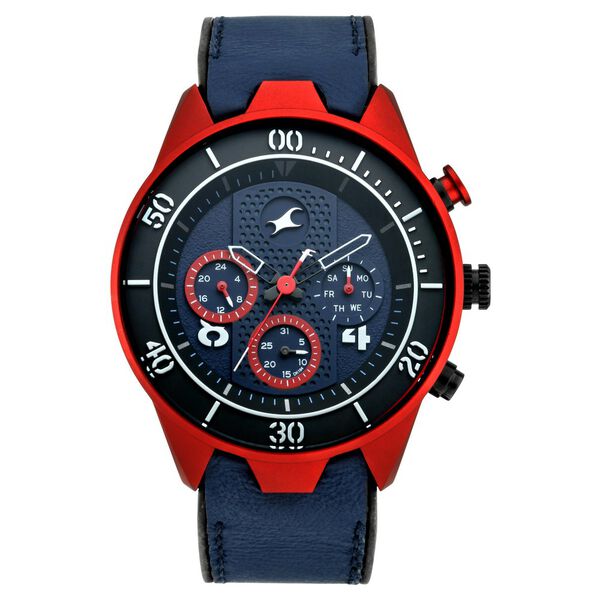 Fastrack All Nighters Quartz Multifunction Blue Dial Leather Strap Watch for Guys - image number 2