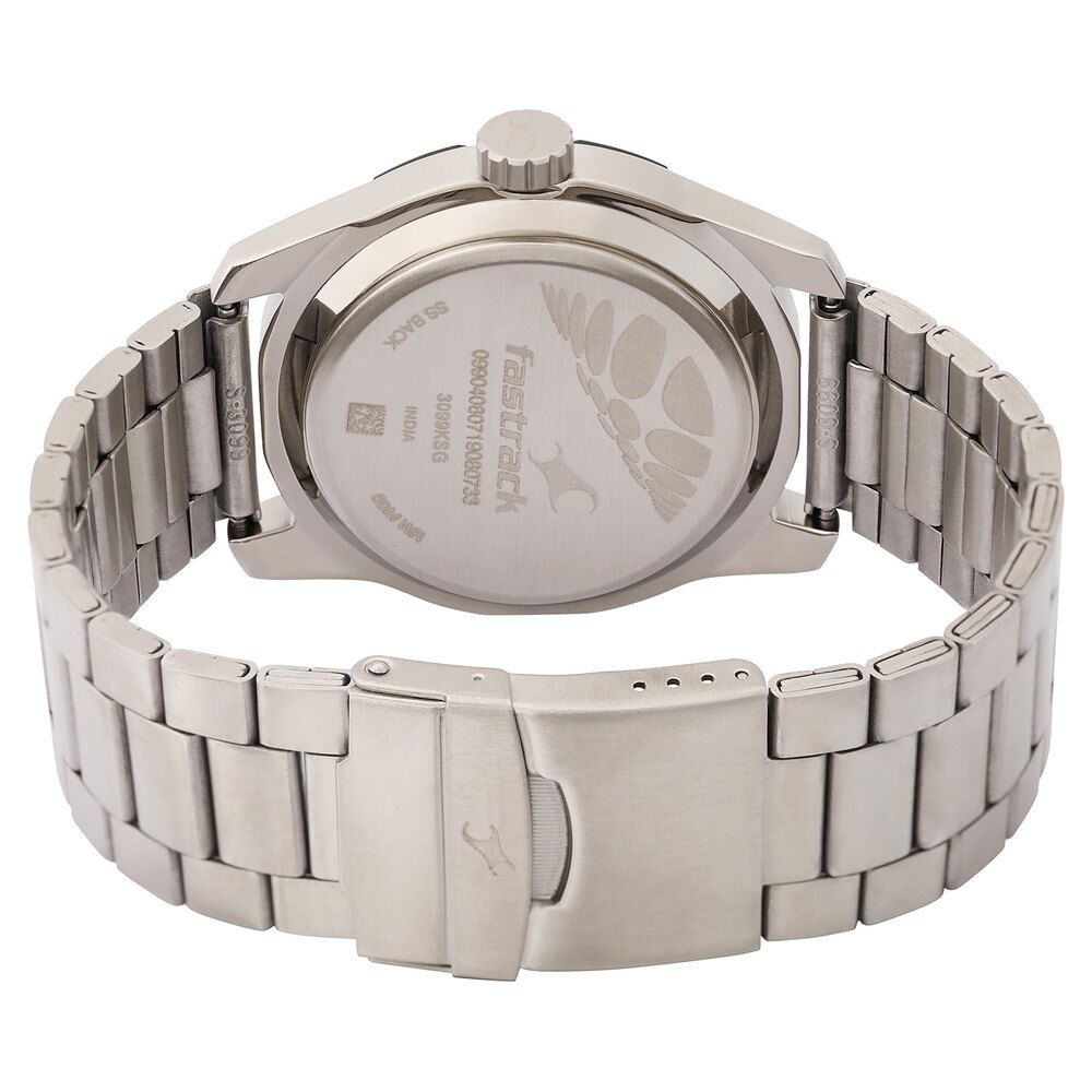 Buy Online Fastrack Quartz Analog Black Dial Stainless Steel Strap Watch for Guys np3099sm04 Fastrack