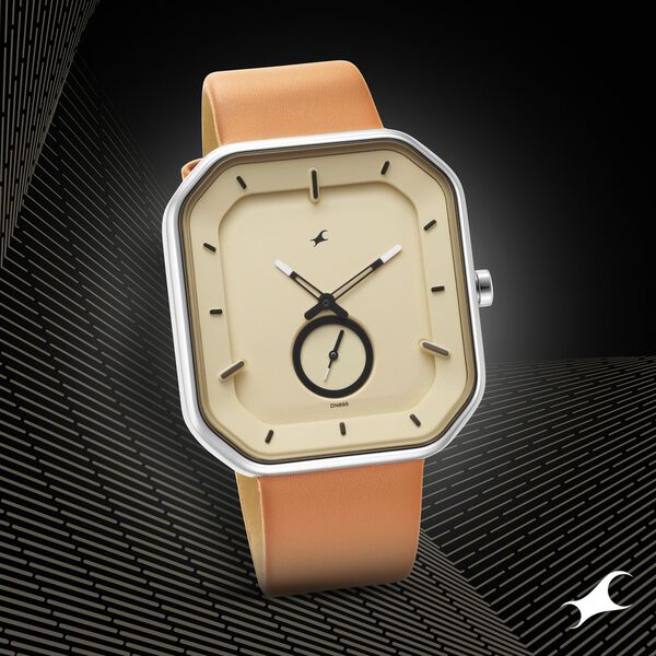 Fastrack After Dark Beige Dial Leather Strap Watch for Guys - image number 0