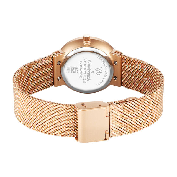 Fastrack Vyb Bliss Quartz Analog Rose Gold Dial Rose Gold Color Metal Strap Watch For Girls - image number 5