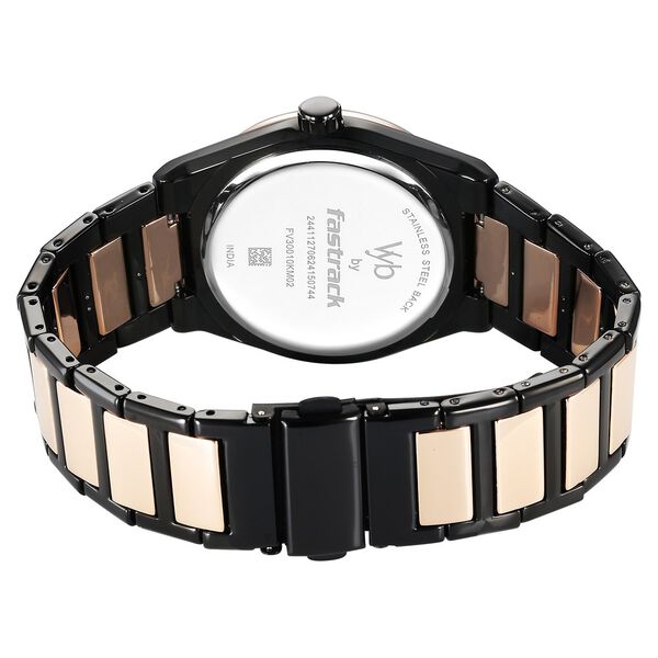 Fastrack Vyb Nimbus Quartz Analog Black Dial Two Toned Color Metal Strap Watch For Guys - image number 5