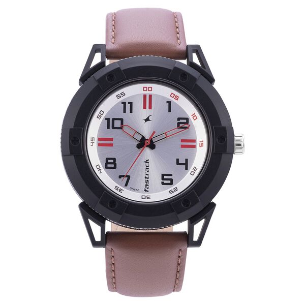Fastrack Modular Quartz Analog Silver Dial Leather Strap Watch for Guys - image number 1