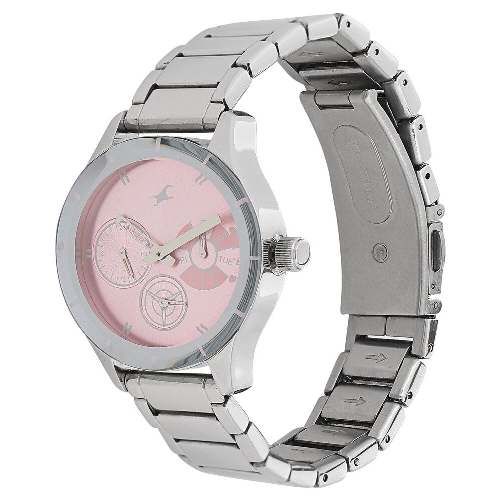 Fastrack Quartz Multifunction Pink Dial Stainless Steel Strap