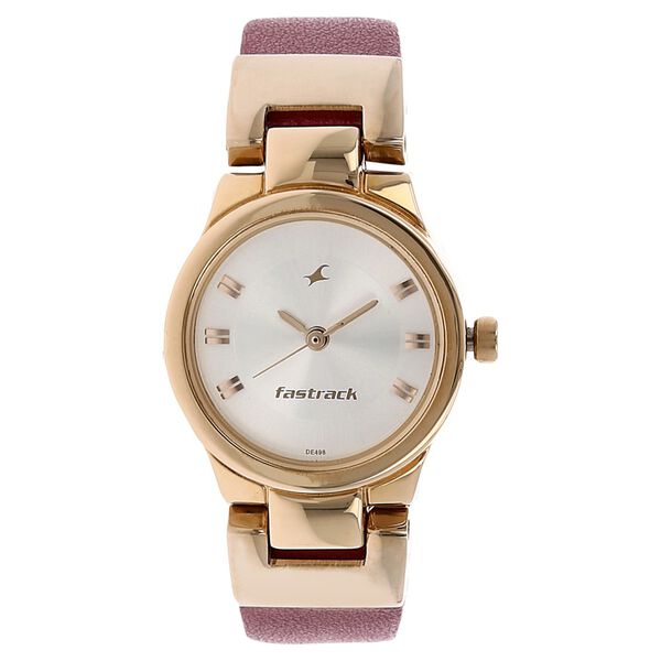 Fastrack Quartz Analog Silver Dial Leather Strap Watch for Girls - image number 0