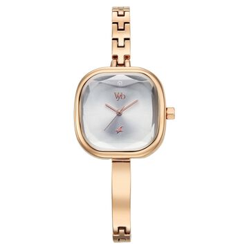 Vyb Aurora By Fastrack Quartz Analog Silver Dial Rose Gold Metal Strap Watch For Girls
