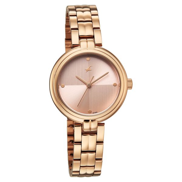 Fastrack Stunners Quartz Analog Pink Dial Rose Gold Stainless Steel Strap Watch For Girls - image number 1