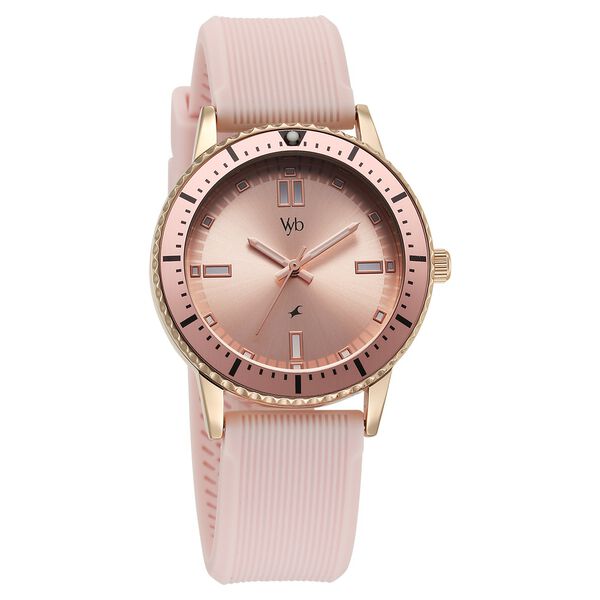 Vyb Manifester By Fastrack Quartz Analog Pink Dial Silicone Strap Watch For Girls - image number 0