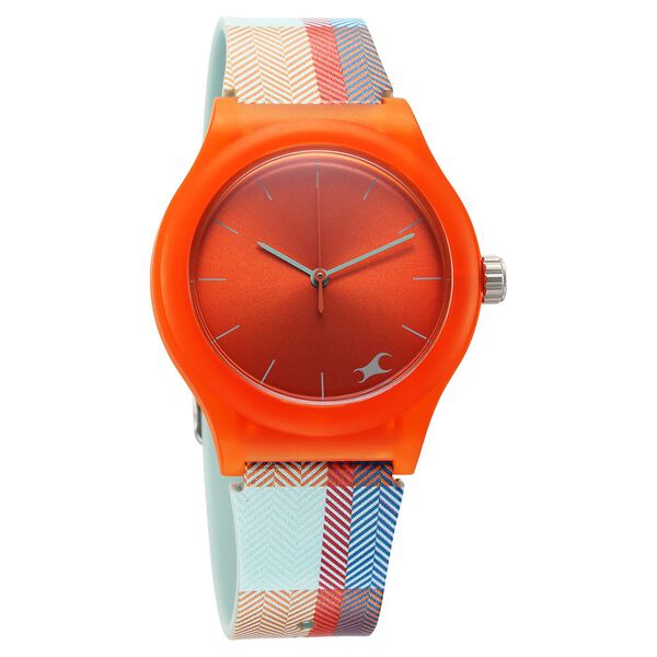 Fastrack Tees Urbanique Quartz Analog Orange Dial Silicon Strap Watch For Girls - image number 1