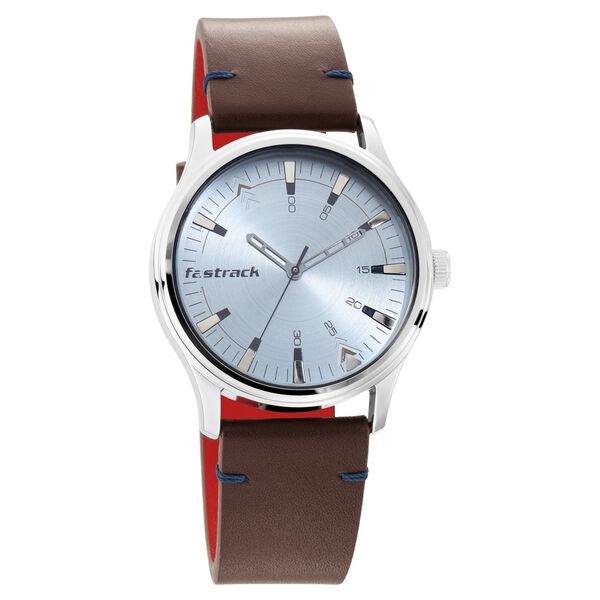Fastrack I Love Me Quartz Analog Blue Dial Leather Strap Watch for Guys - image number 0