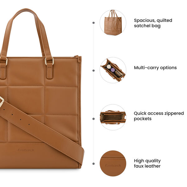 Fastrack Tan Casual Satchel Bag for Women - image number 9