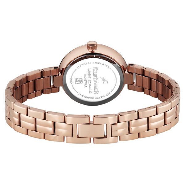 Fastrack Stunners Quartz Analog Pink Dial Rose Gold Stainless Steel Strap Watch For Girls - image number 5