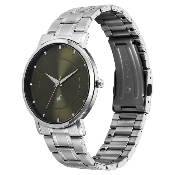 Fastrack Stunners X Quartz Analog Green Dial Stainless Steel Strap Watch For Guys - image number 2