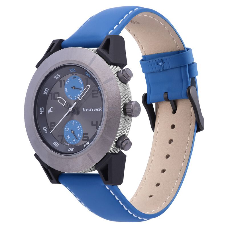 Fastrack Modular Quartz Analog Anthracite Dial Leather Strap Watch for Guys