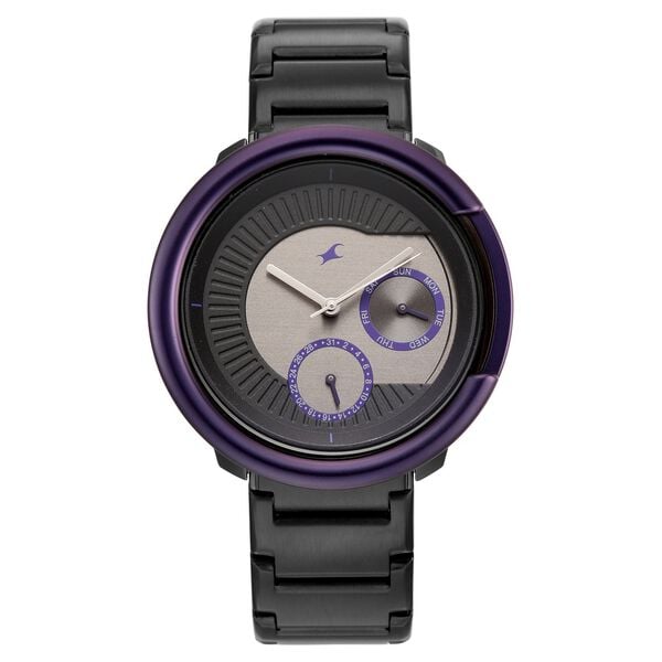 Fastrack Multifunction Textured Black Dial Men's Watch with Integrated Black Metal Bracelet - image number 0