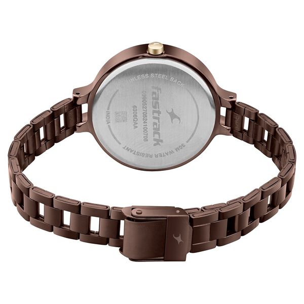 Fastrack MetaWe Quartz Analog Brown Dial Stainless Steel Strap Watch For Girls - image number 4