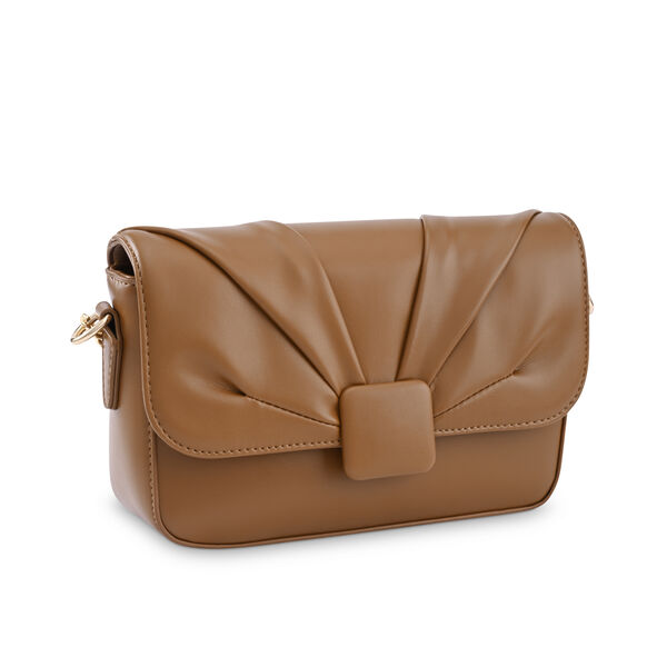 Fastrack Soft-Pleated Sling Bag with Metal Chain Accents  in Tan - image number 3