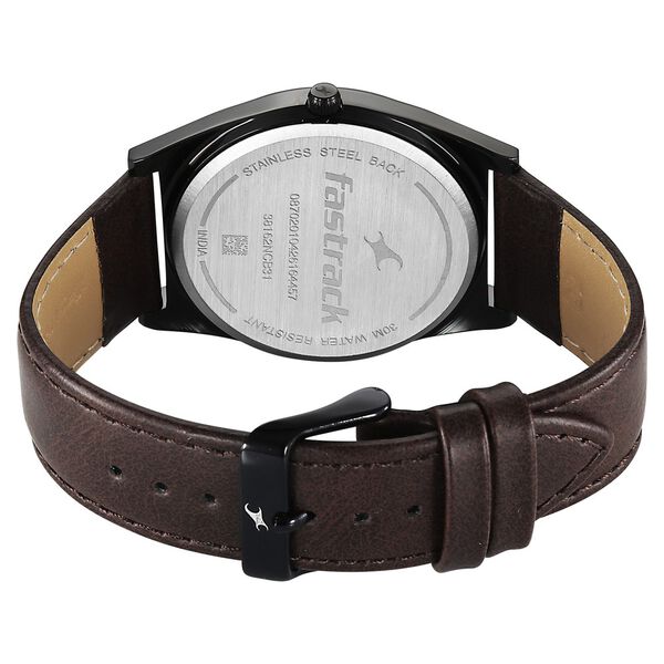 Fastrack Gelato Black leather strap watch with Chocolate dial for Guys - image number 5