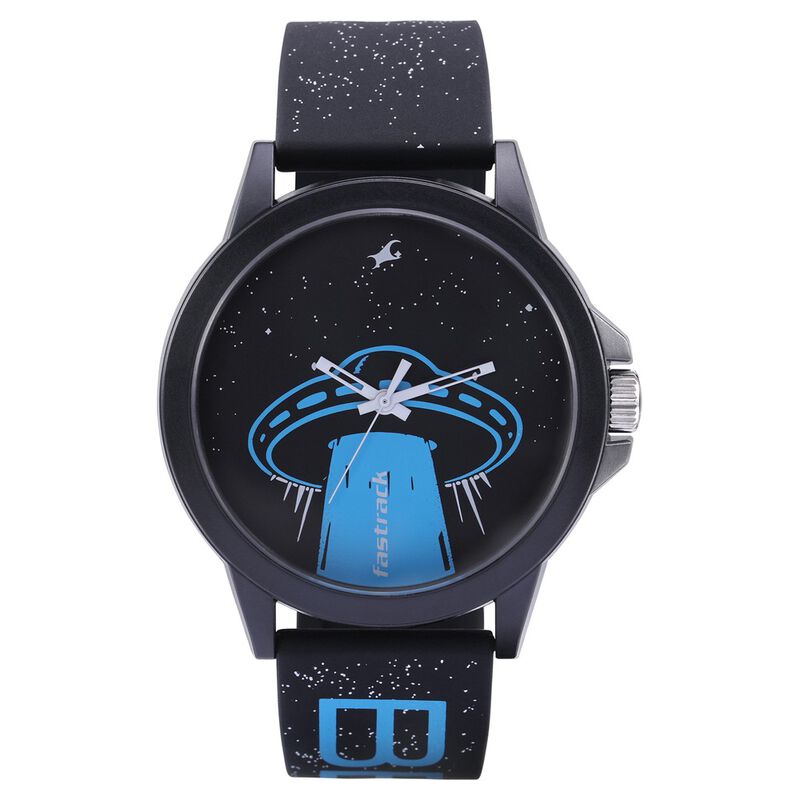 Fastrack Space Rover Quartz Analog Black Dial Silicone Strap Unisex Watch