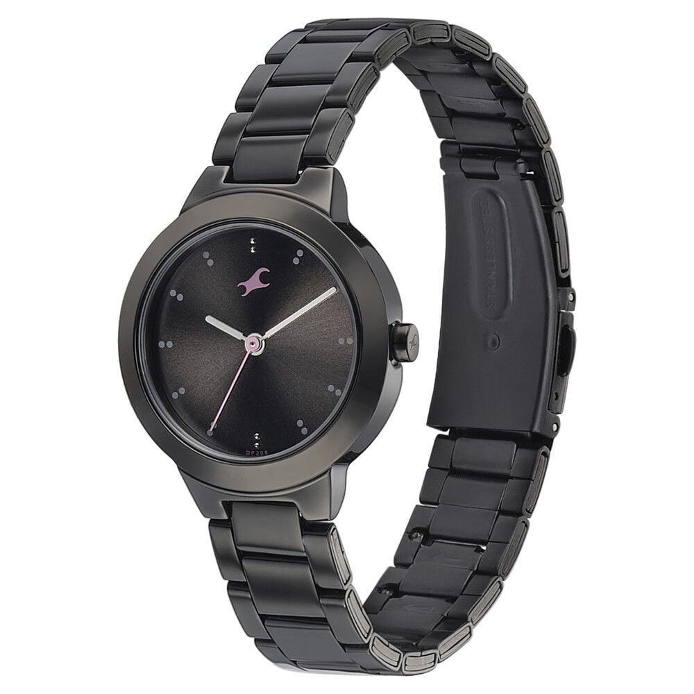 Fastrack Pulse Quartz Analog Black Dial Stainless Steel Strap
