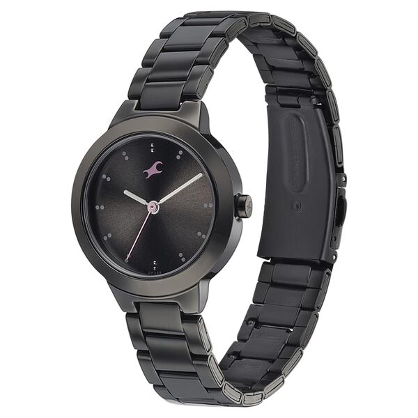 Fastrack Pulse Quartz Analog Black Dial Stainless Steel Strap Watch for Girls - image number 2