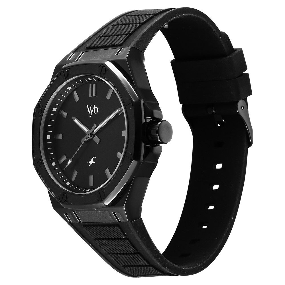 Buy Online Fastrack Vyb Rebel Quartz Analog Black Dial Black Color Silicone Strap Watch For Guys fv30008np01w Fastrack