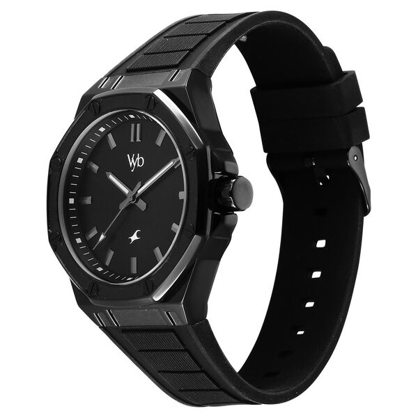 Fastrack Vyb Rebel Quartz Analog Black Dial Black Color Silicone Strap Watch For Guys - image number 3
