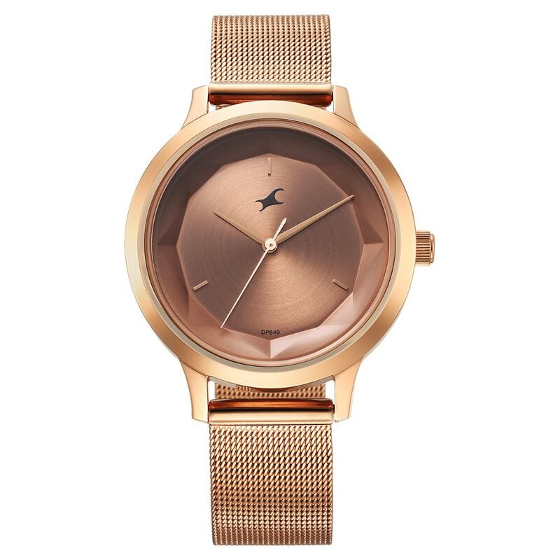 Fastrack Fleek Quartz Analog Rose Gold Dial Stainless Steel Strap Watch For  Girls