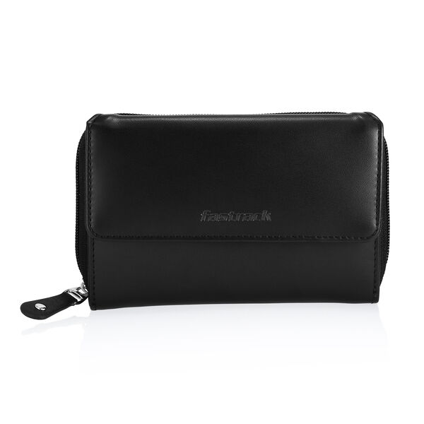 Fastrack Jet Black Zip around Wallet - image number 0