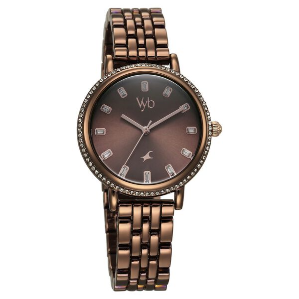 Fastrack Vyb Enigma Quartz Analog Brown Dial Brown Metal Strap Watch For Women - image number 1
