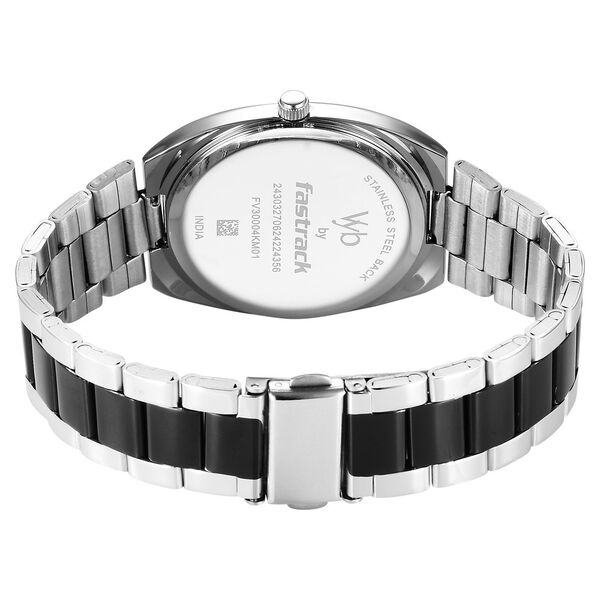Fastrack Vyb Aviator Quartz Analog Black Dial Two Toned Metal Strap Watch For Guys - image number 5