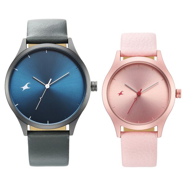 Fastrack Mixmatched Couple Watches with Blue and Pink Dial - image number 1