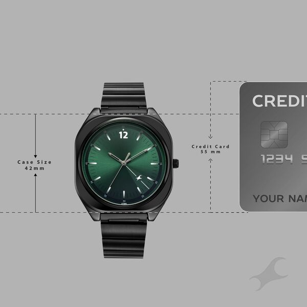 Fastrack 9 to Fine Analog with Green Dial Metal Strap Watch for Guys - image number 3