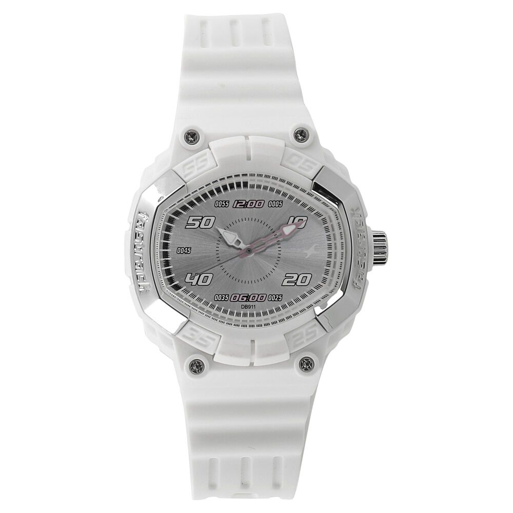 Fastrack Speed Racer Quartz Analog Silver Dial Plastic Strap Watch