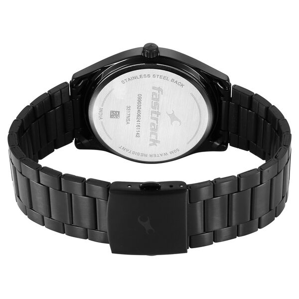 Fastrack Stunners Quartz Analog Black Dial Black Metal Strap Watch For Guys - image number 4