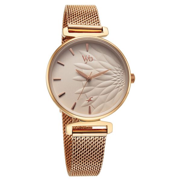 Fastrack Vyb Classique Quartz Analog Rose Gold Dial Rose Gold Metal Strap Watch For Women - image number 1